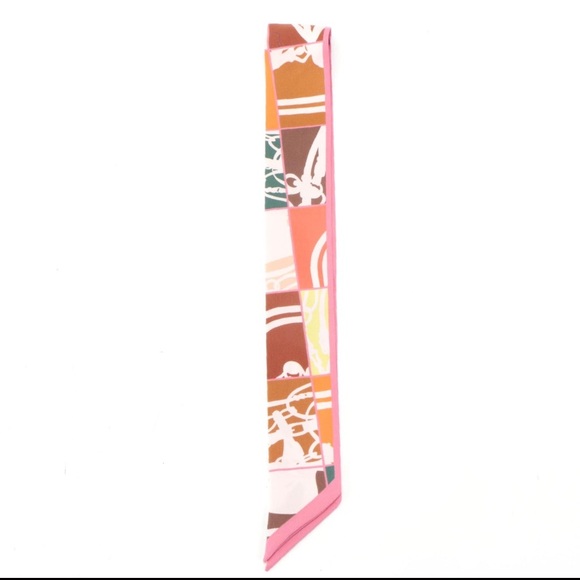 Authentic Hermes “Brides de Gala” Twilly multicolor twill silk scarf wrap - Picture 7 of 7